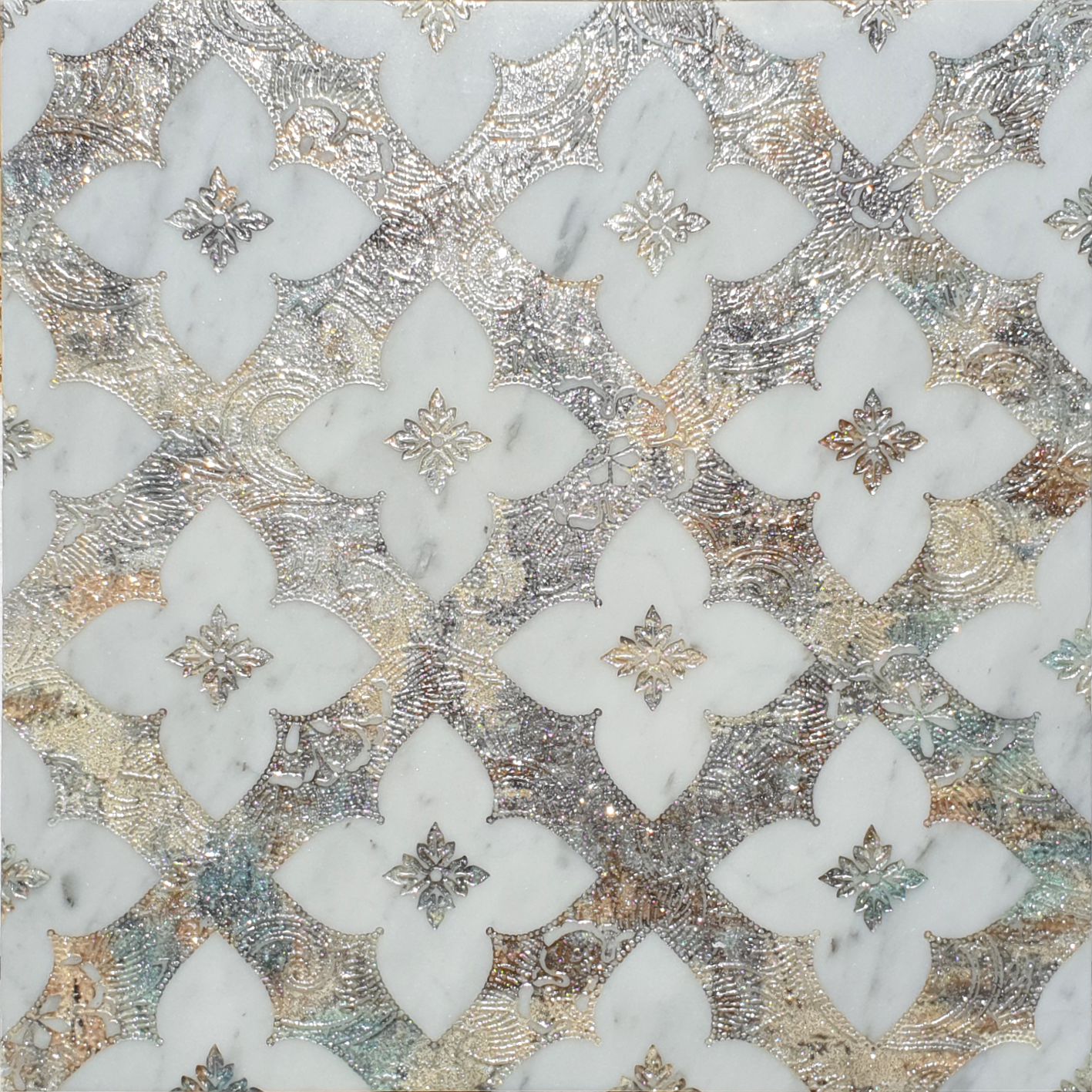 SIDUS NS BIANCO CARRARA MULTICOLOR SILVER POWDER DIM.CM. 80X80X1
