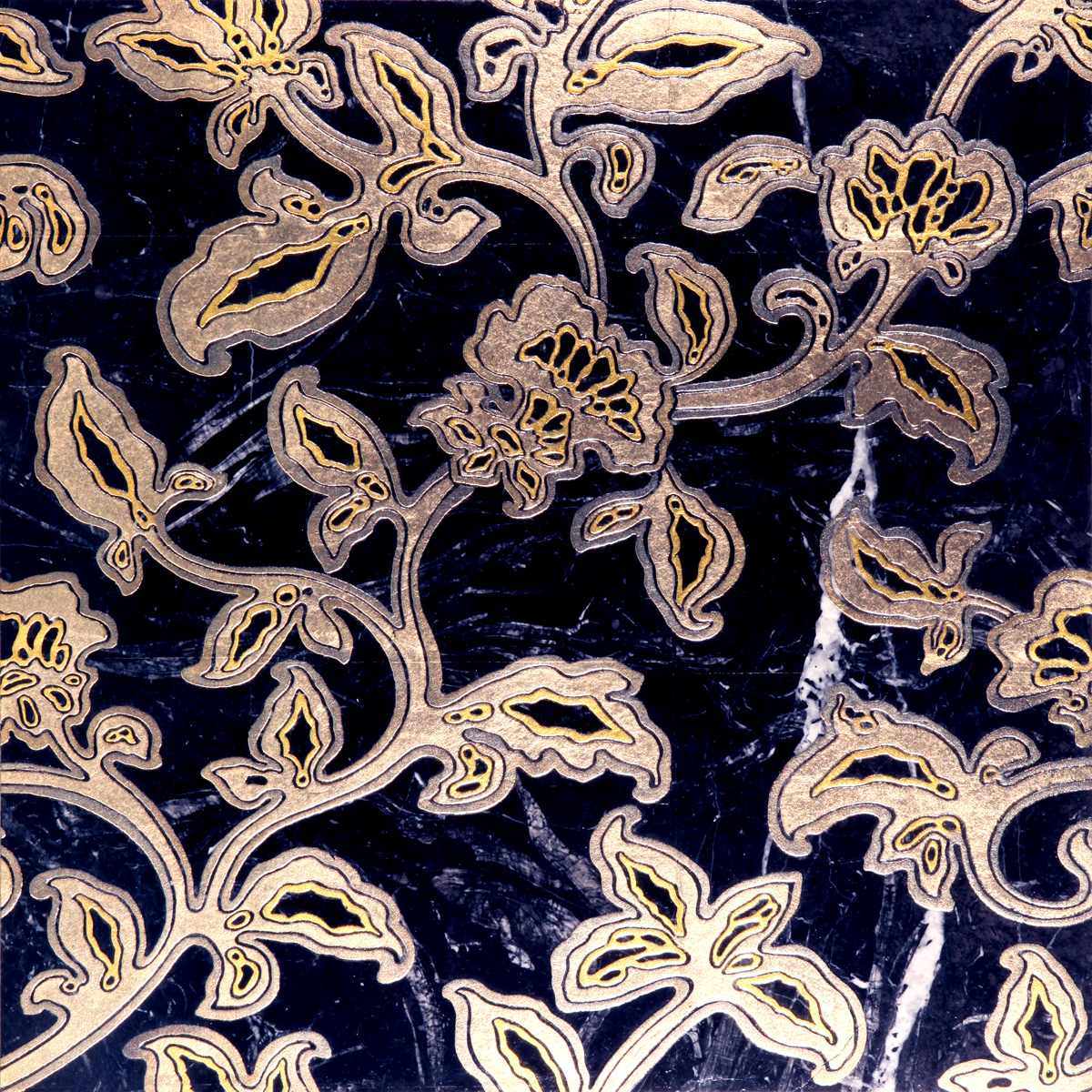 DHANZA TS Cm 40x40x1 Nero Marquinia Gold