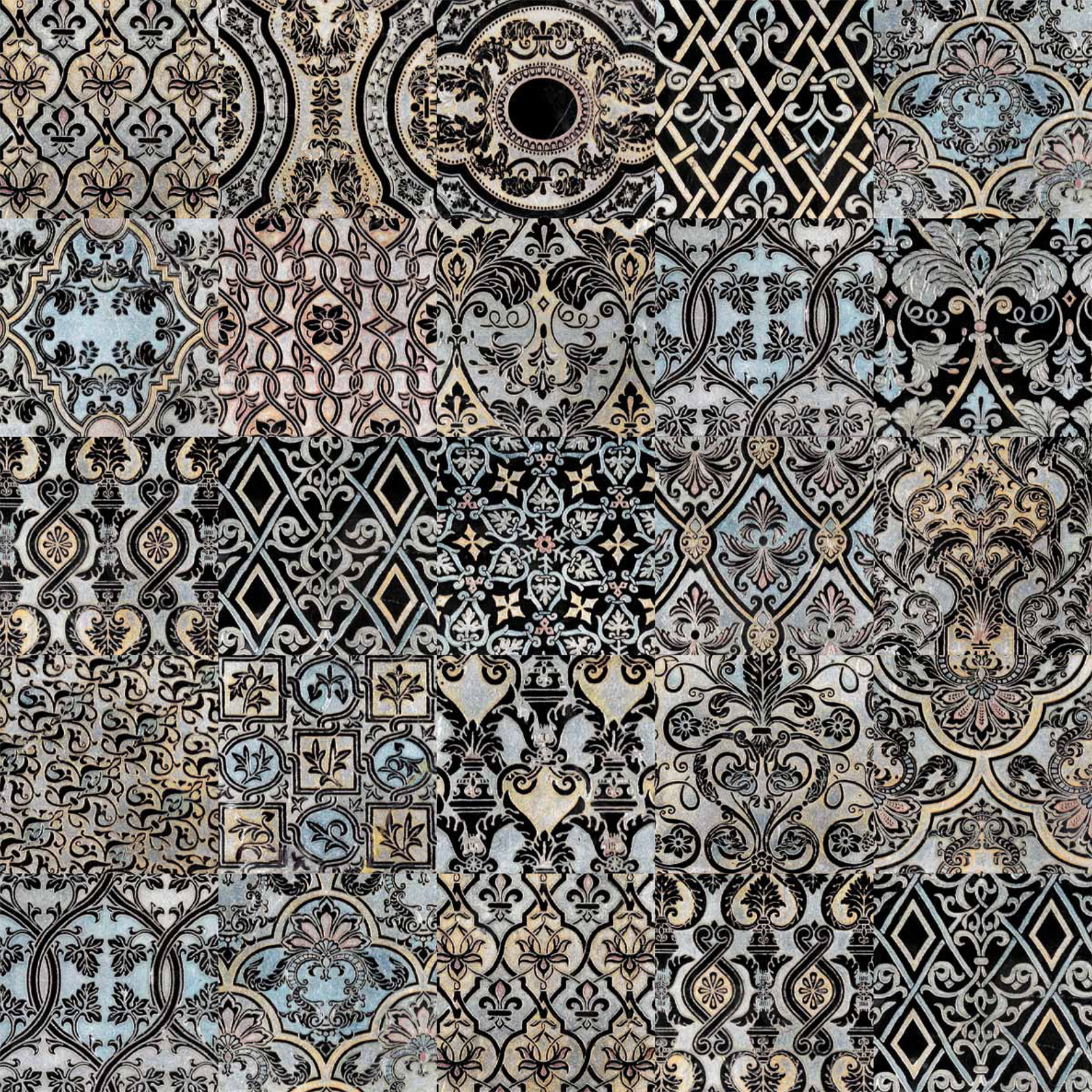 ARIES T Cm 14,8x14,8x1 Nero Marquinia Mix Silver