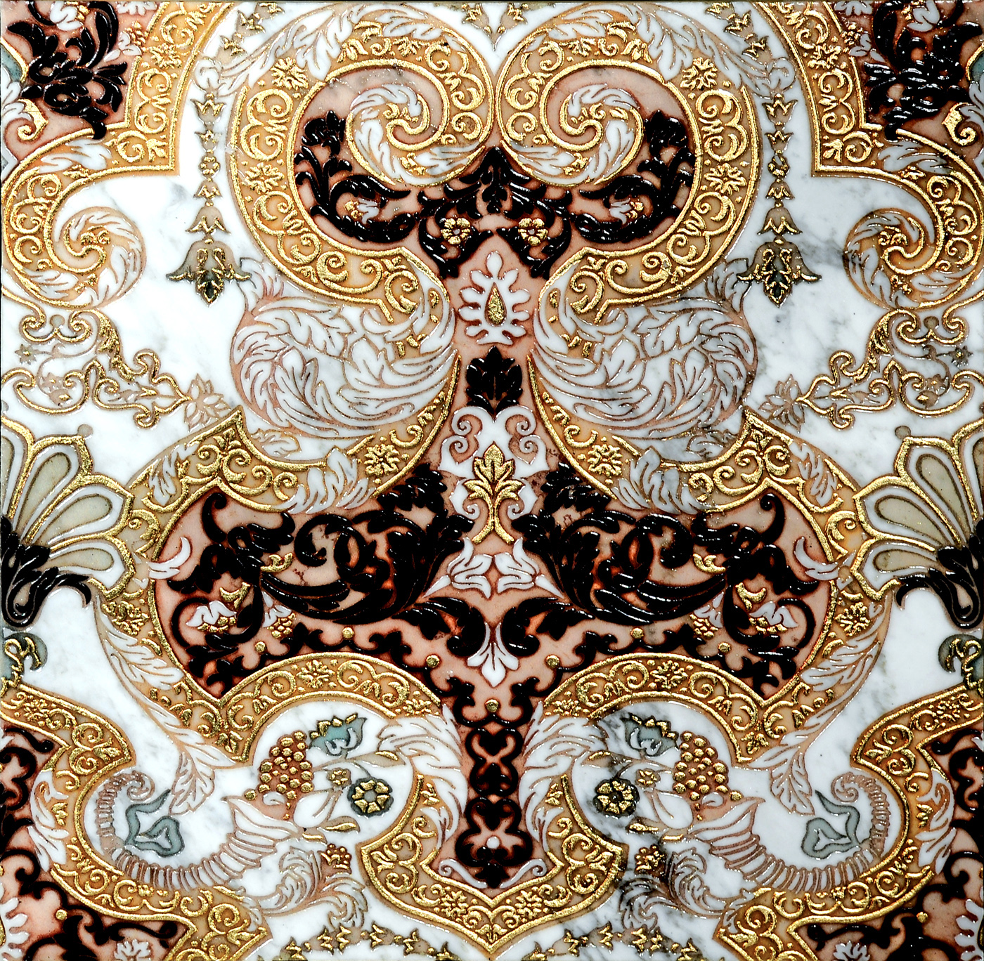 MEROPE TSS Cm 40x40x1 Bianco Carrara Nero Gold