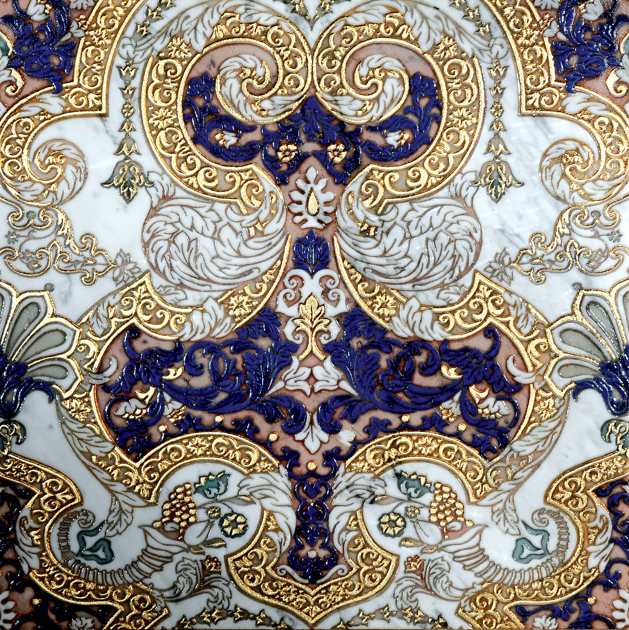MEROPE TSS Cm 40x40x1 Bianco Carrara Blu Gold