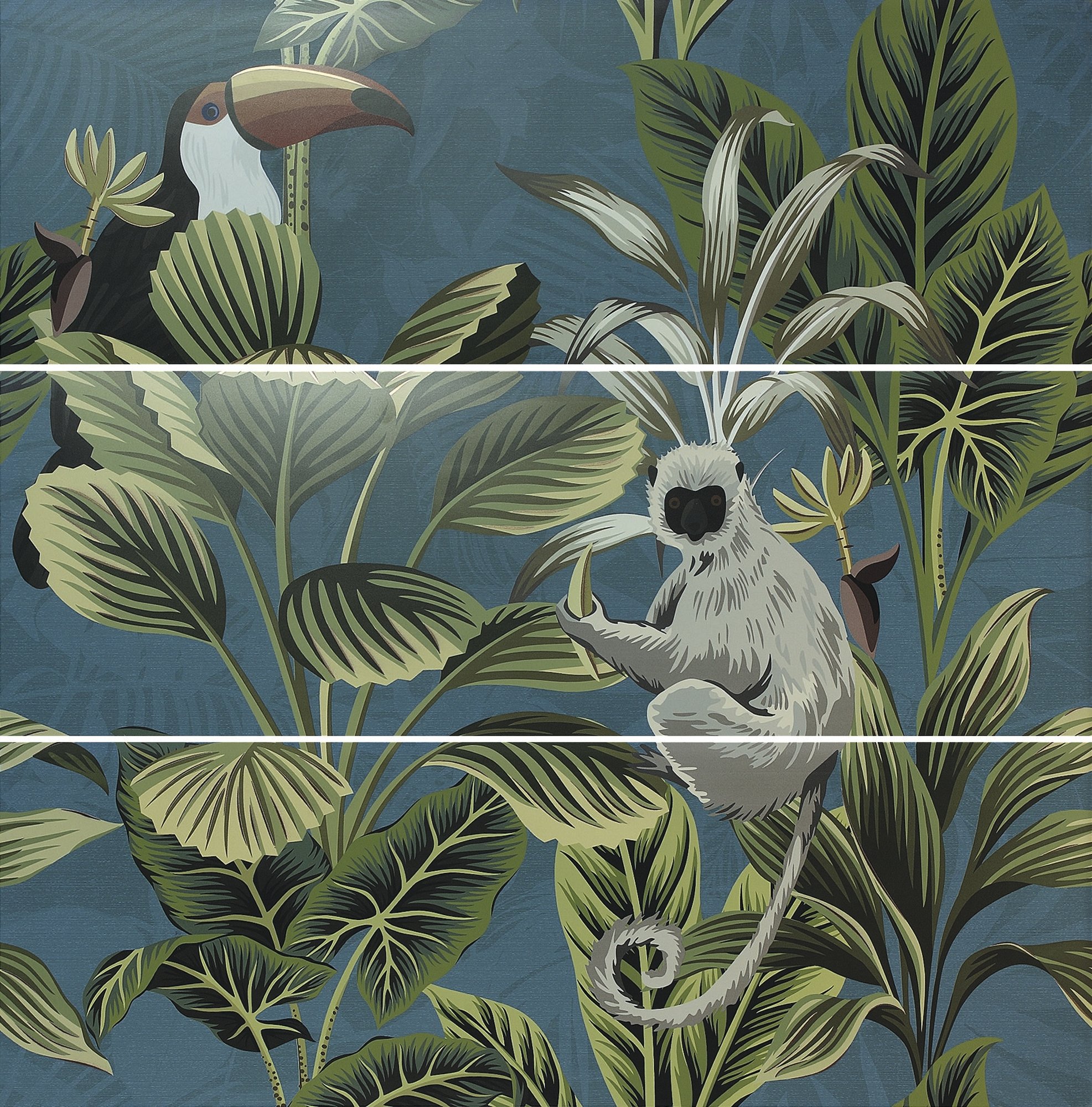 DECOR SET(3) DEF TOUCAN BLUE 40X120