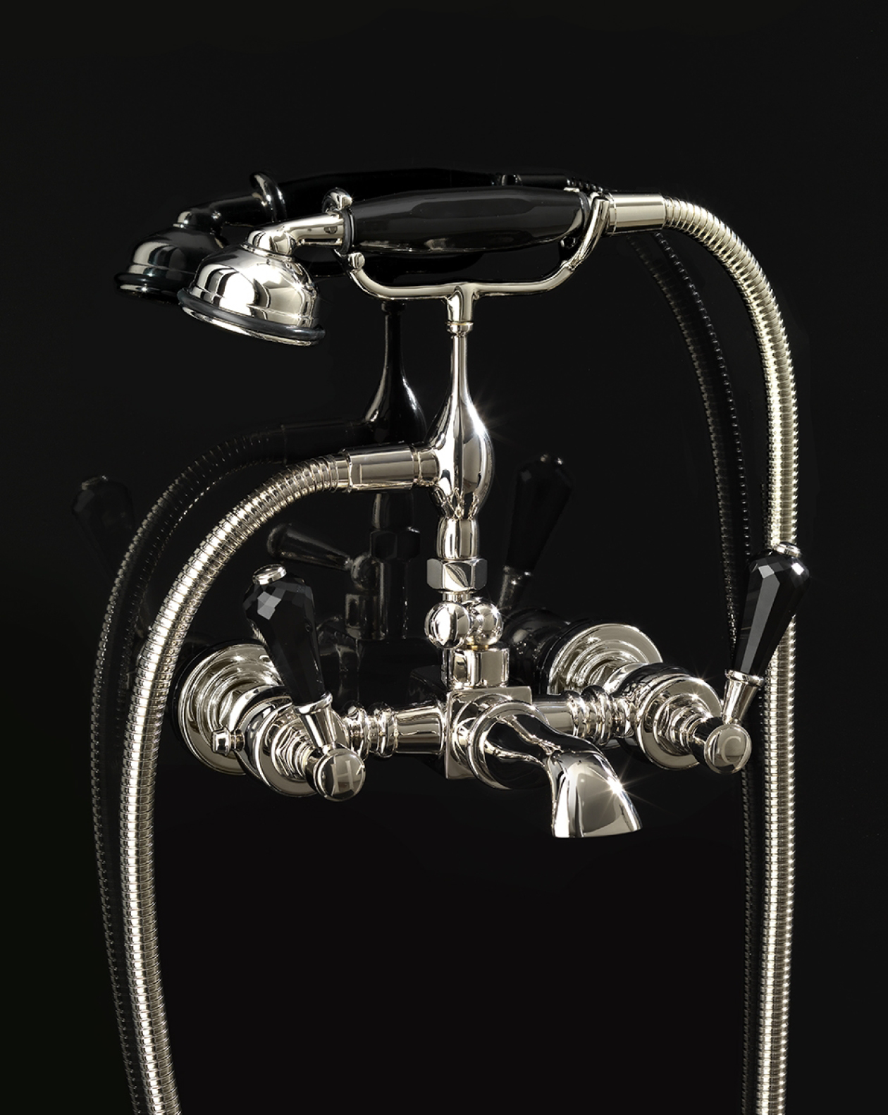 Antique bath and shower mixer deck mounted