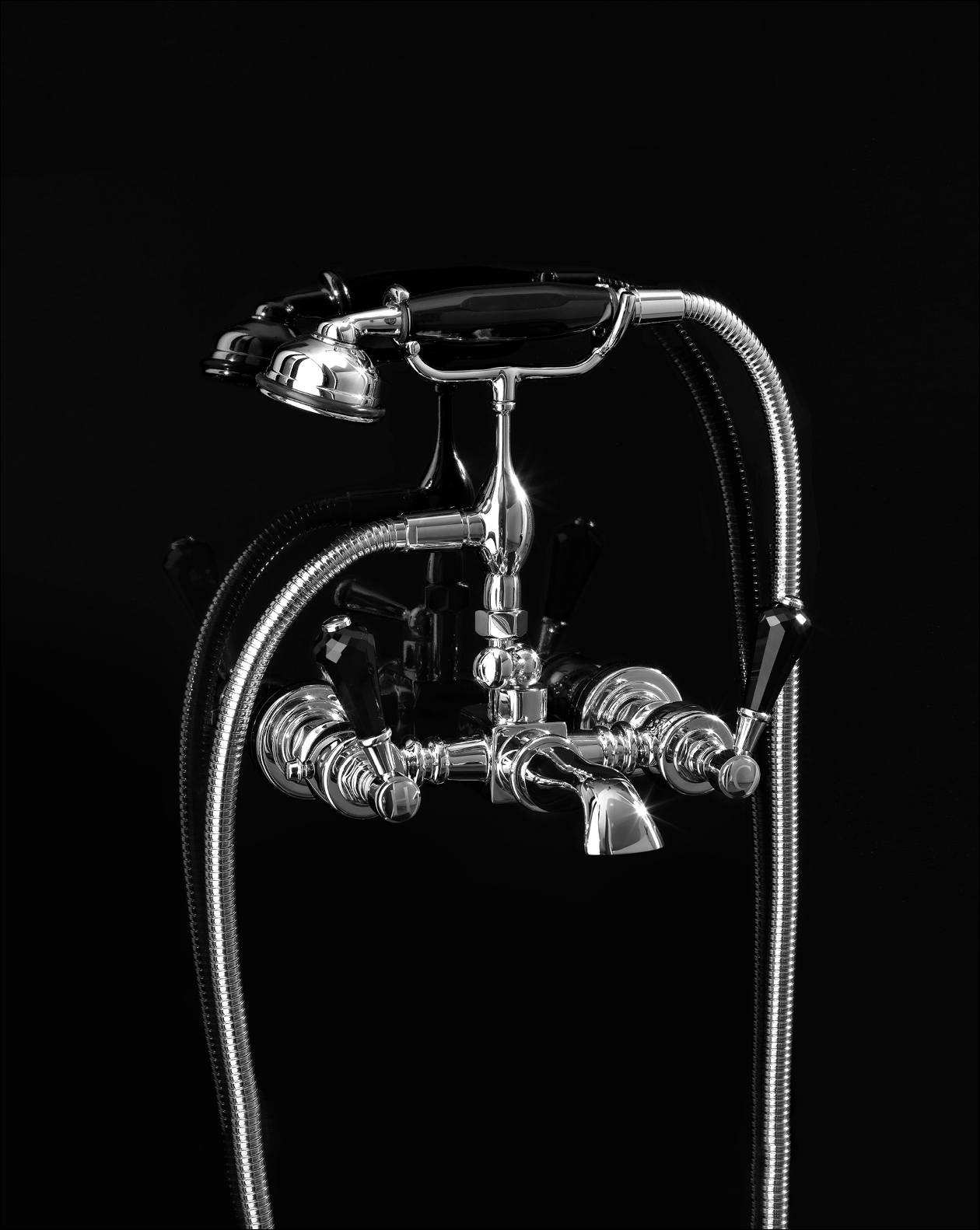Antique bath and shower mixer deck mounted