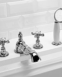 Antique bath and shower mixer deck mounted