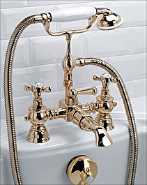 Antique bath and shower mixer deck mounted