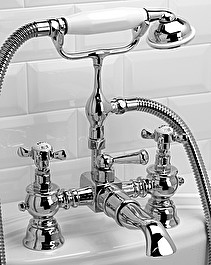Antique bath and shower mixer deck mounted