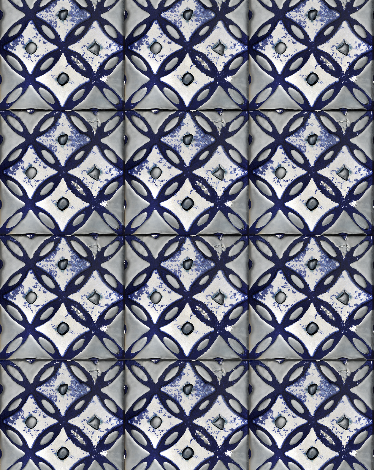 Flora Tiles Clover Blue Spring wall covering