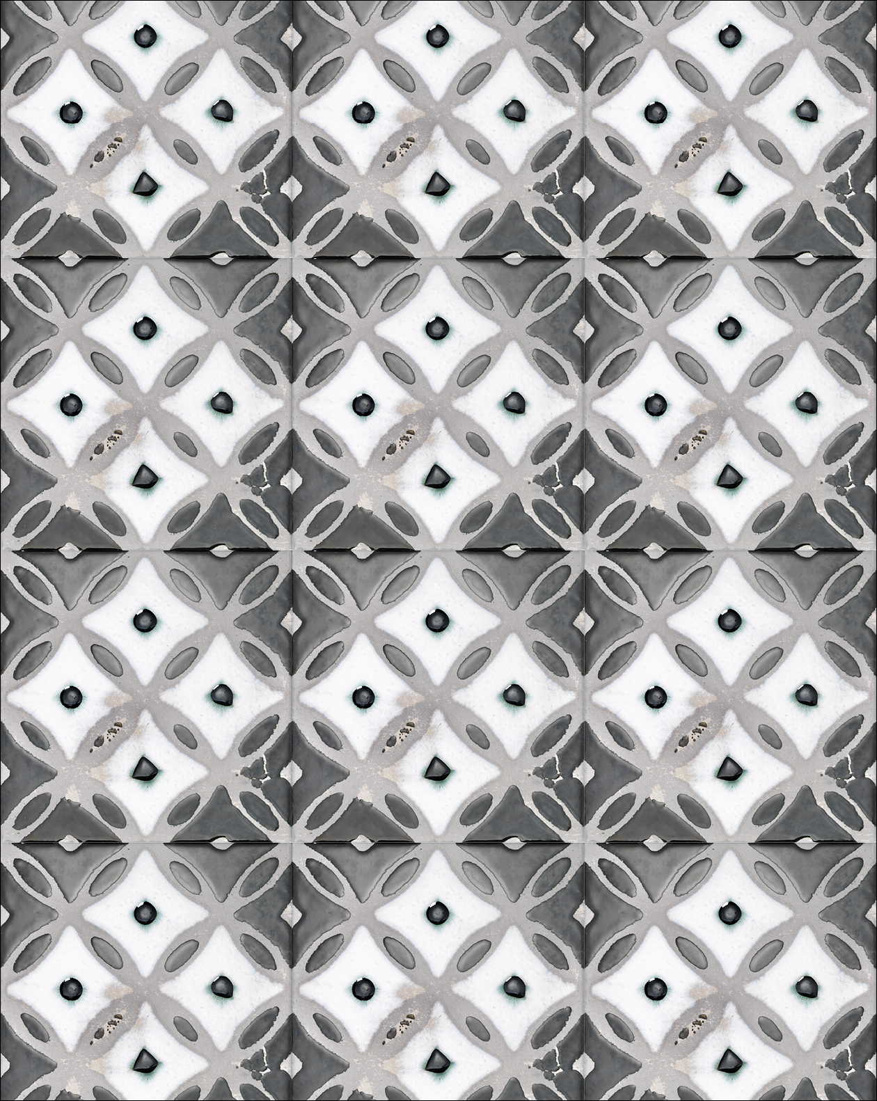 Flora Tiles Clover White Musk wall covering