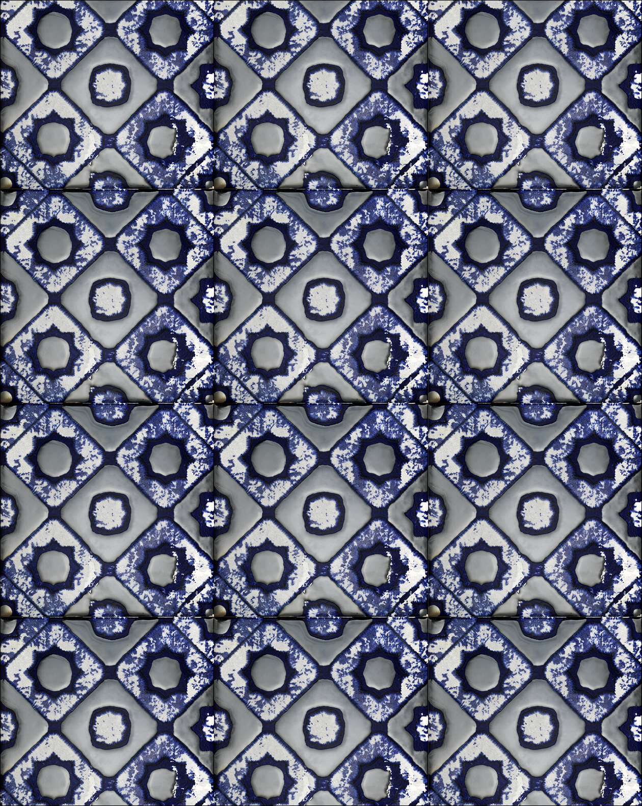 Flora Tiles Freesia Blue wall covering