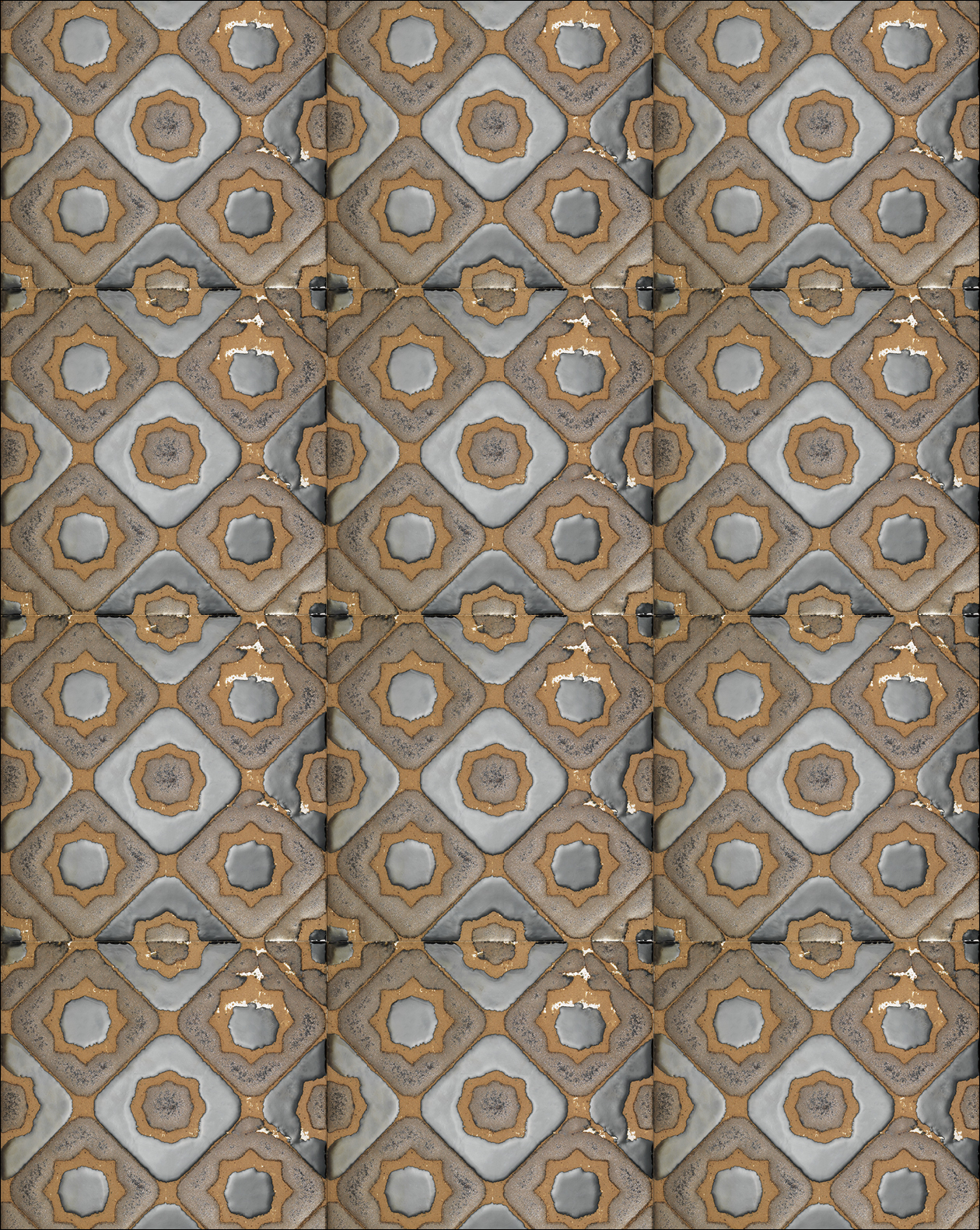 Flora Tiles Freesia Brown wall covering