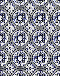 Flora Tiles Petunia Blue wall covering