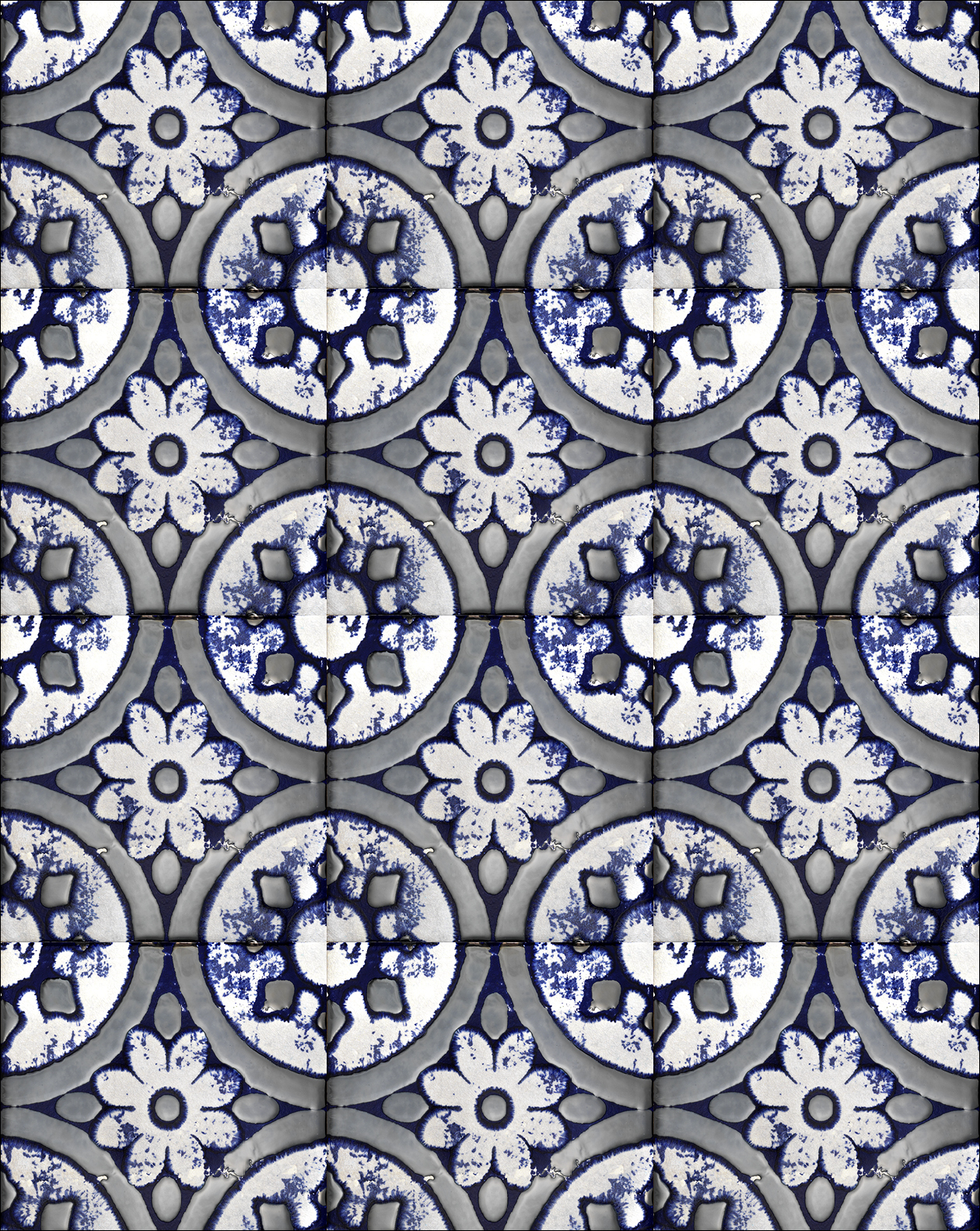 Flora Tiles Petunia Brown wall covering
