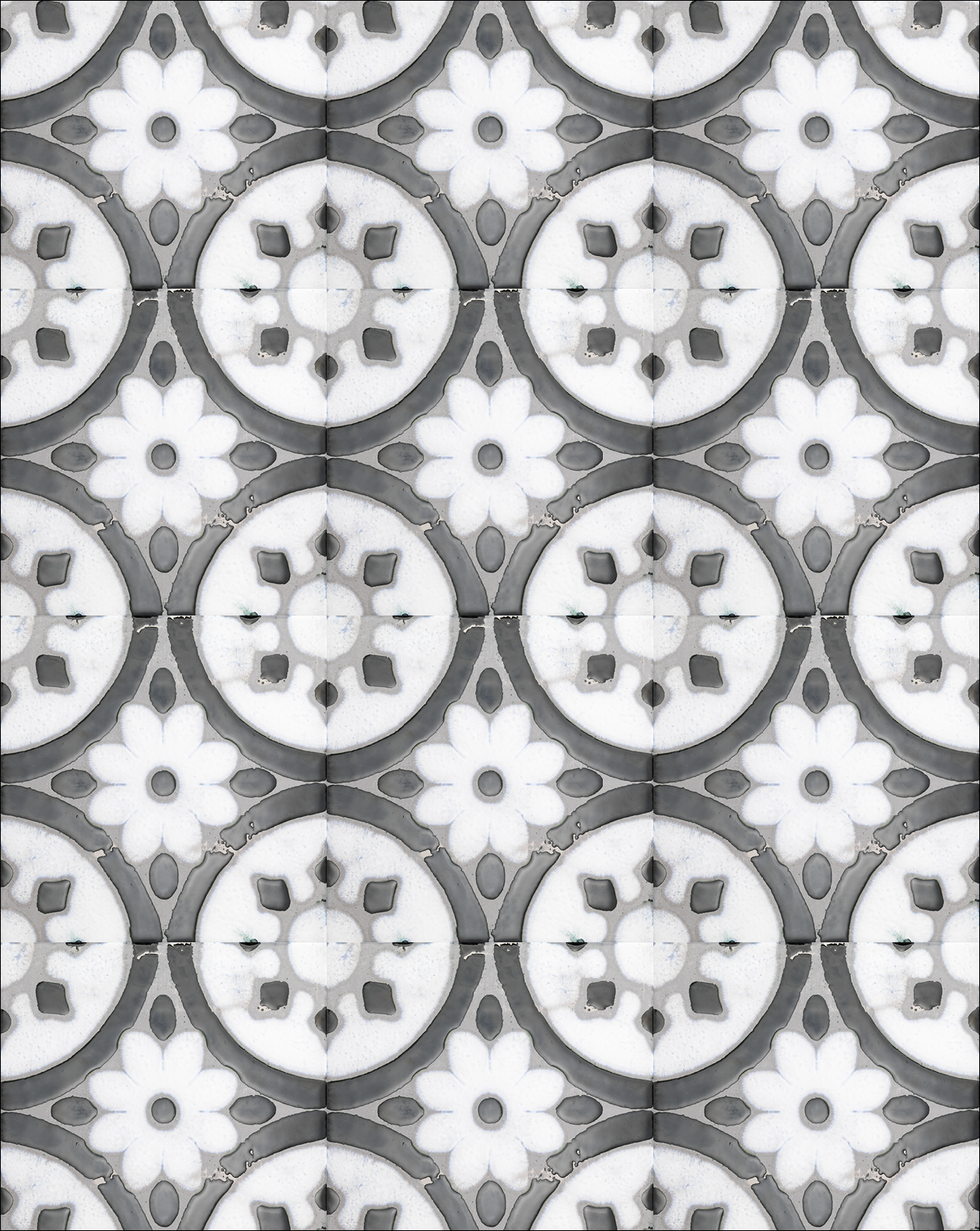 Flora Tiles Petunia White wall covering
