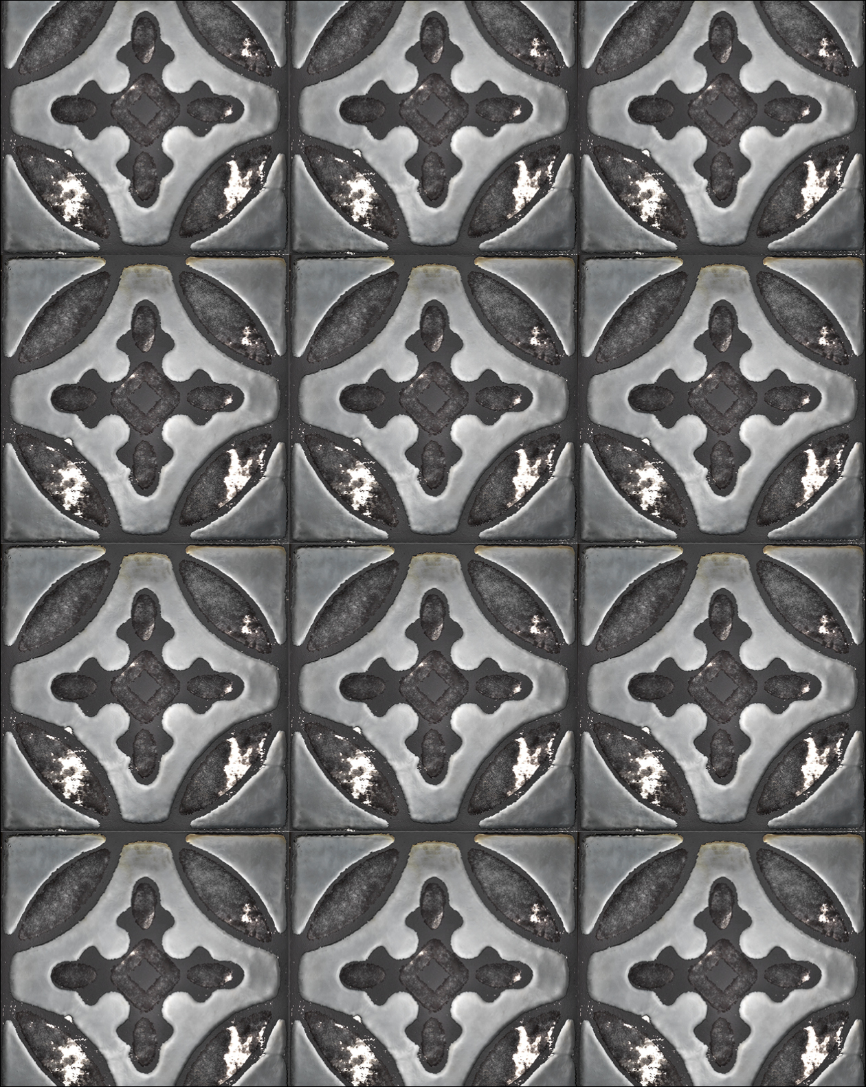 Flora Tiles Primrose Black wall covering