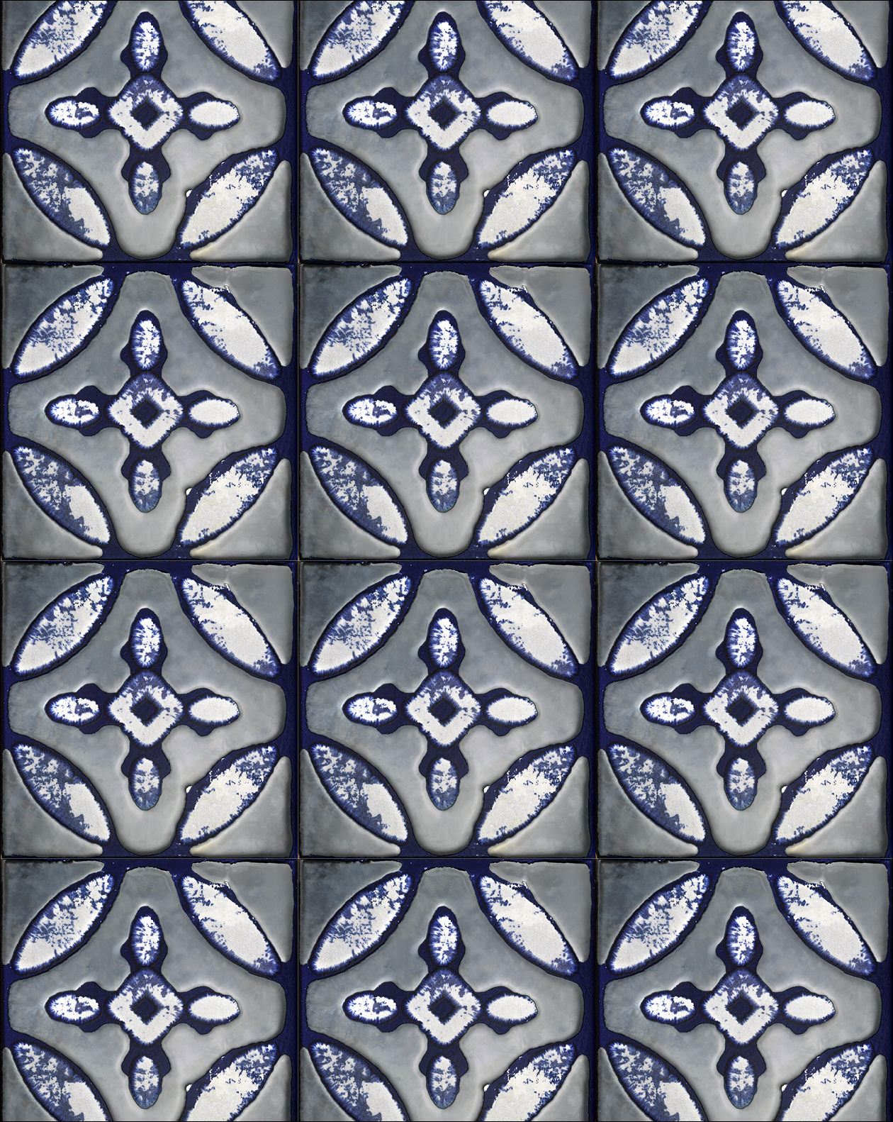 Flora Tiles Primrose Blue wall covering