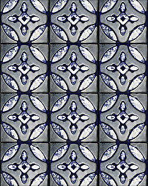 Flora Tiles Primrose Blue wall covering