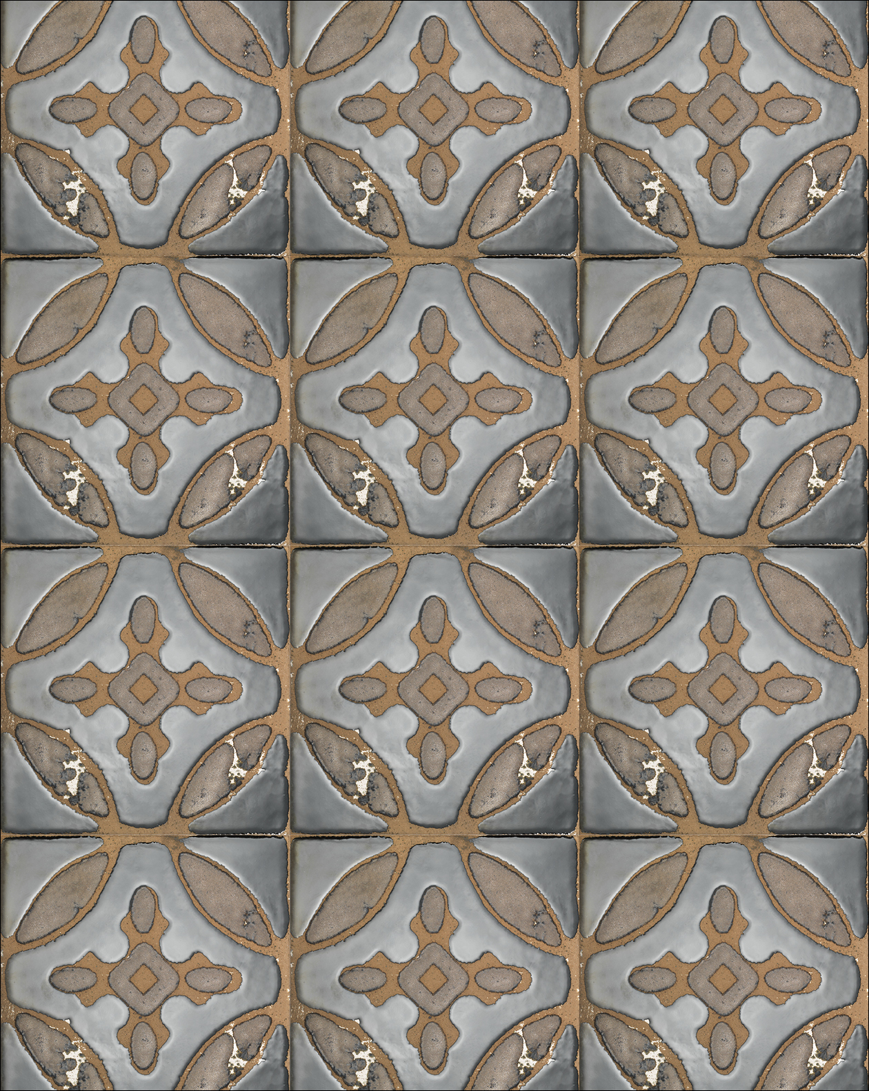 Flora Tiles Primrose Brown wall covering