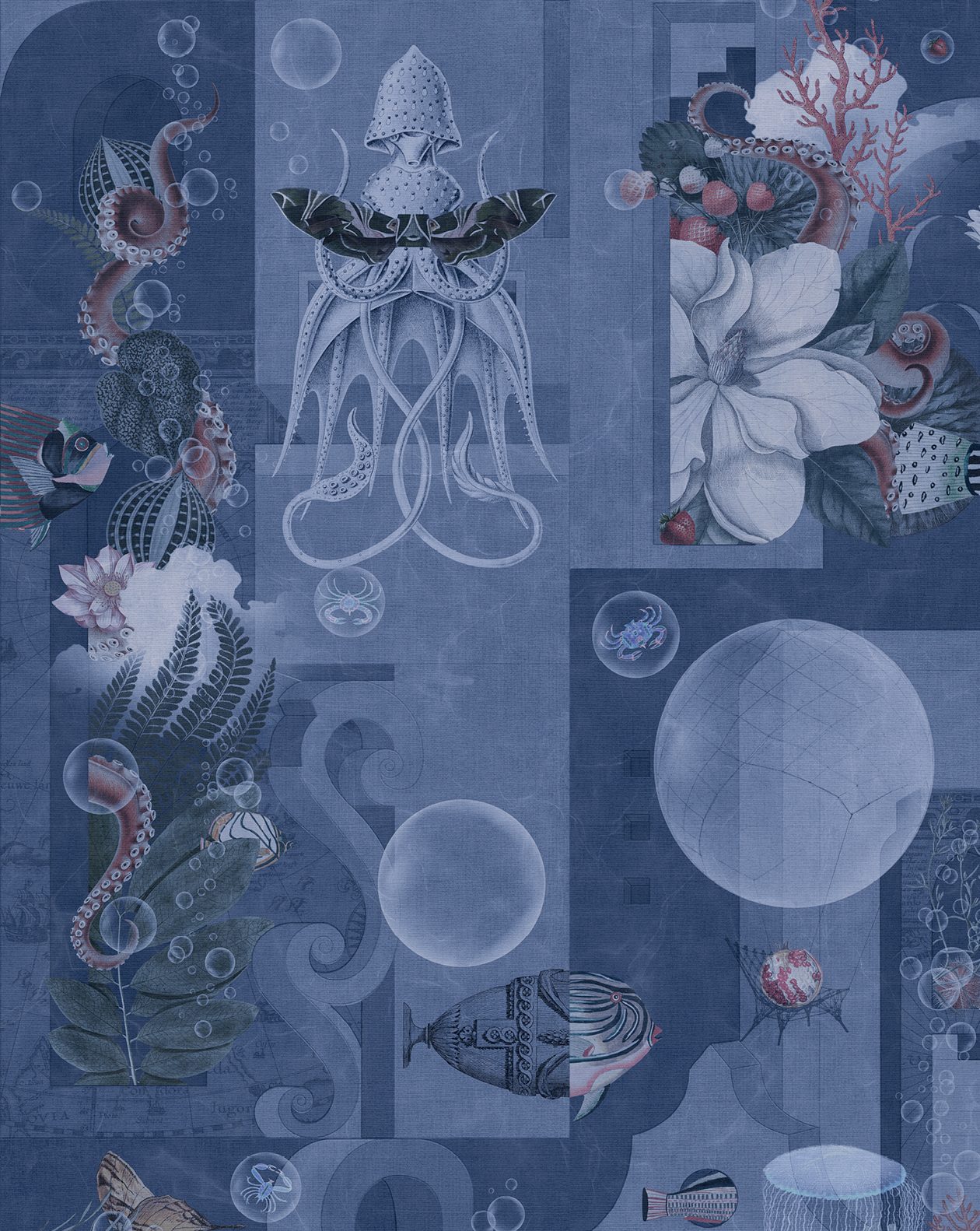 Garden Of Dreams Navy Wallpaper