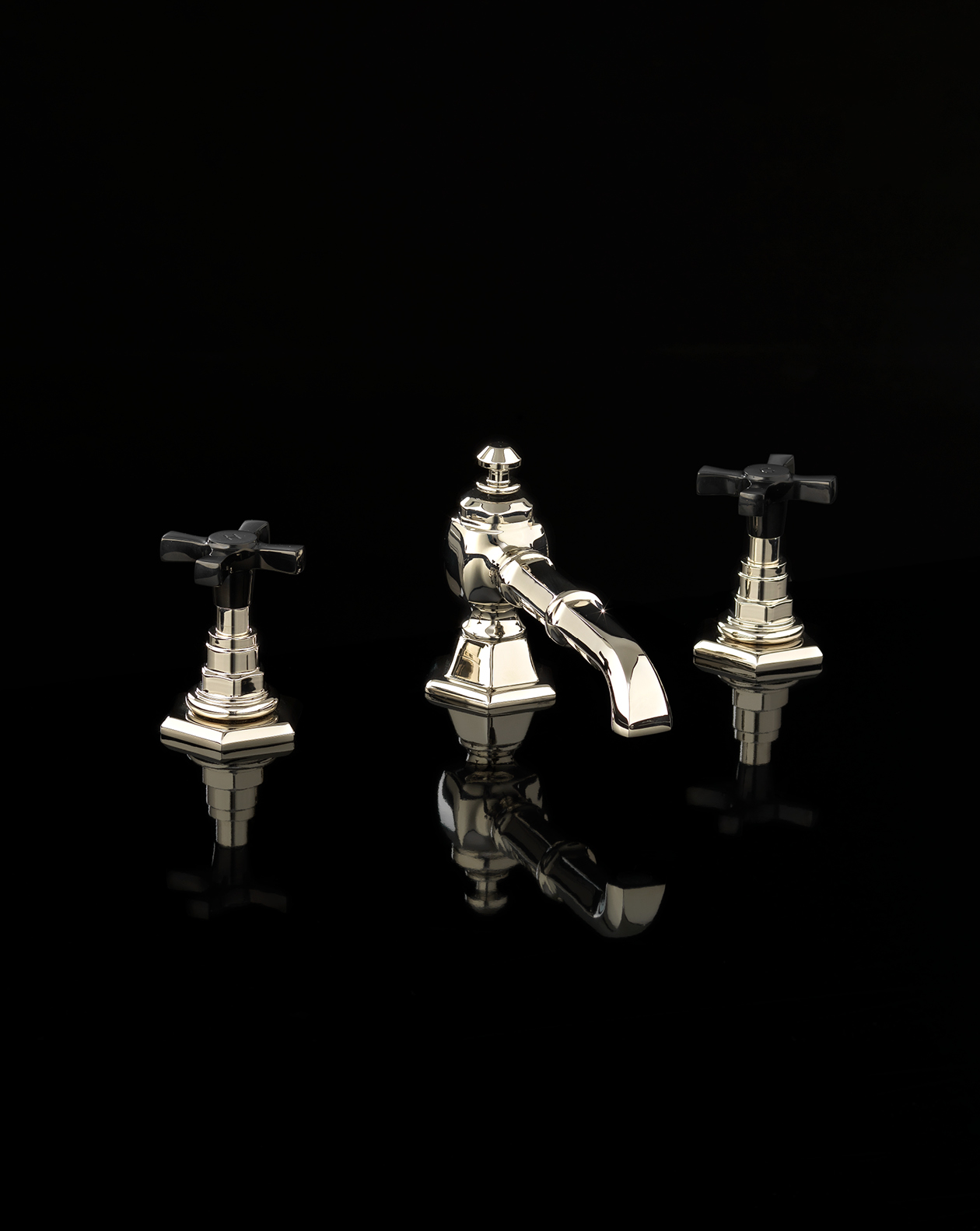 Jubilee Black Cross 3 hole basin set