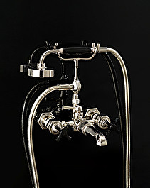 Jubilee Black Cross bath and shower mixer wall mounted