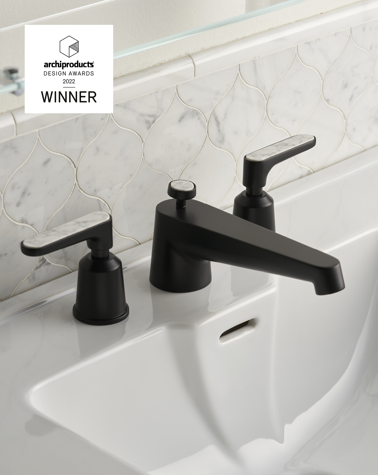 Twenties 3 hole basin set - Bianco Carrara