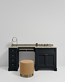Zelda pouf with brass base - Beige
