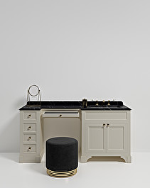 Zelda pouf with brass base - Black