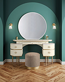 Zelda pouf with brass base - Champagne
