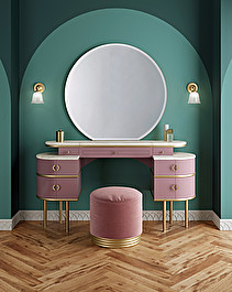Zelda pouf with brass base - Pink