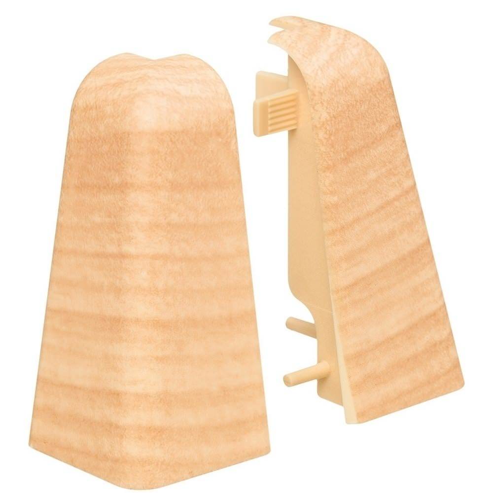 Outer corner plastic for stick-on skirting 19 x 58 mm Maple
