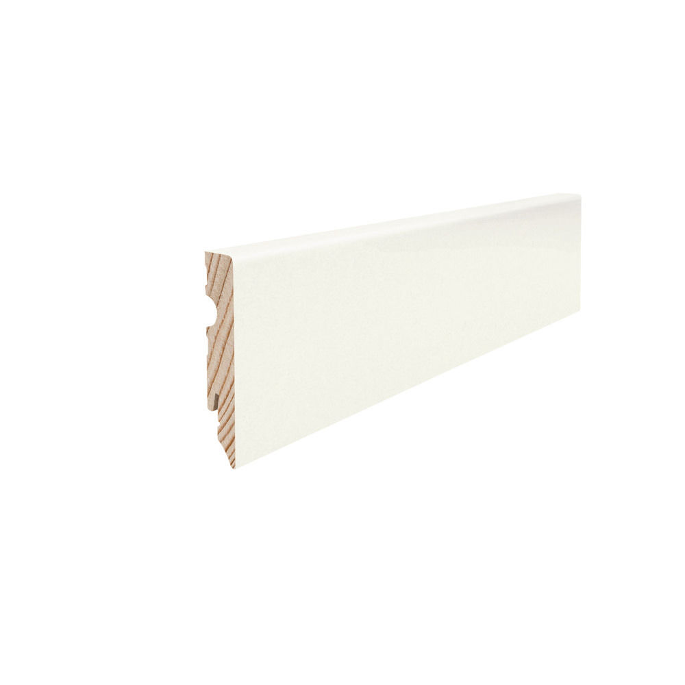 Skirting with solid wood core 15 x 80 mm cube white