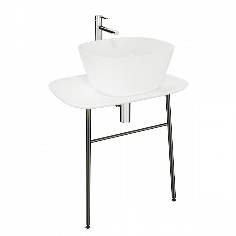 Столешница с раковиной 70 см отдельностоящая матовая белая керамика