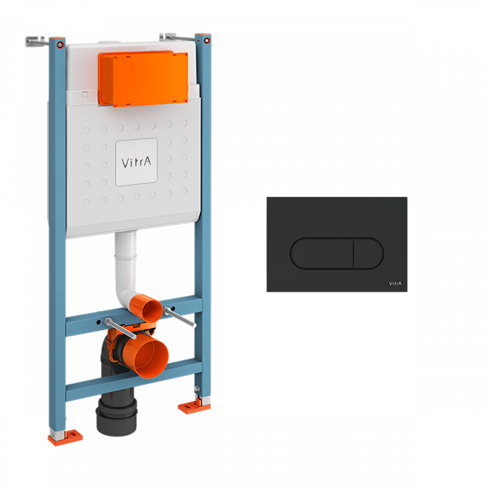 Инсталляция для унитаза с кнопкой матовой черной